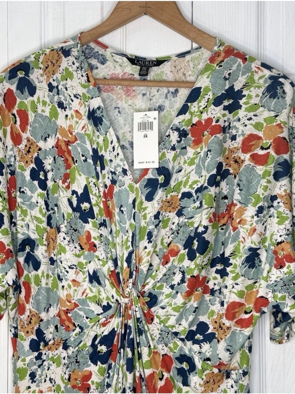 Ralph Lauren Multicolor Floral Tie-Front Maxi Dress 2X - Picture 6 of 9